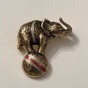 3/$24 - Whimsical Circus Elephant on Ball Brooch